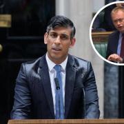 Rishi Sunak announcing the date of this year's general election (inset: MP Tim Farron)