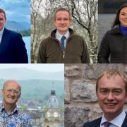 Clockwise: James Townley (Reform), Pippa Smith (Labour), Tim Farron (Liberal Democrat), Phil Clayton (Green), Matty Jackman (Conservative)