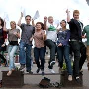 Delighted students celebrate their results at Kirkbie Kendal school