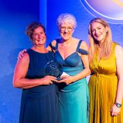 From left-right: Helen Naylor receives her award from Simon Love's wife Julia and daughter Sarah