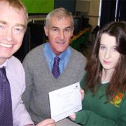 Lauren Hine with Westmorland and Lonsdale MP Tim Farron and technology teacher Chris Kieser