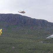 Helicopters attend the scene