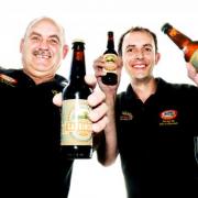 Stuart Taylor (right) and his father Roger show off the family's limited edition beers