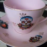 A Day of the Dead cup used in a Death Café