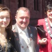 Cllr. O'Conner, Marie-Louise and Cllr. Anita Benson Mayor of Grange (this photo was taken at Barrow Civic Sunday)