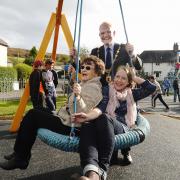 Opening of the Bolefoot £60,000 play area at Oxenholme by SLDC chairman Cllr Sylvia Emmott.CIVIC DUTY: Councillor Sylvia Emmott pictured (left) testing the new play area with the Mayor of Kendal Cllr Stephen Coleman and Emma Turner of Oxenholme  Play Ar