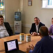 Cabinet Minister Liam Fox and  James Airety meet Kendal Nutricare