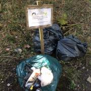 Dumped litter next to the Leeds and Liverpool canal