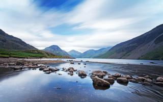 Wasdale in the Lake District, Cumbria, England - showing Kirk Fell, Great Gable and the foothills of Scafell Pike, over Wast Water, Englands deepest lake..