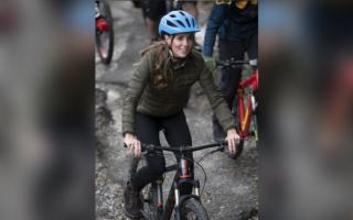 EXCITEMENT: The Duchess of Cambridge enjoys mountain biking in Little Langdale. Picture: Andy Stenning/Daily Mirror/PA Wire.