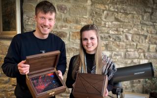 Tom and Rachel with the Buckden boxes