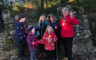Kendal Town Mayor with local children.
